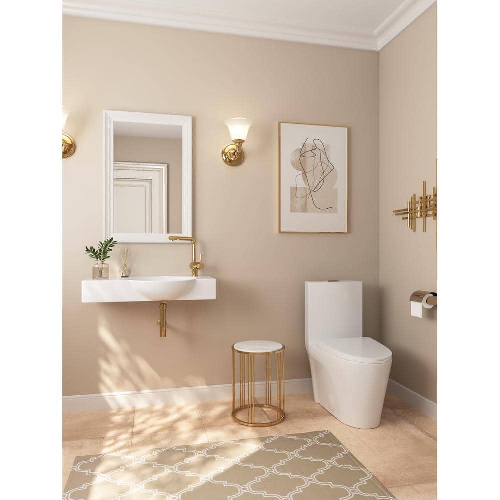 30'' White Ceramic Wall-Mount Bathroom Sink with Faucet Hole