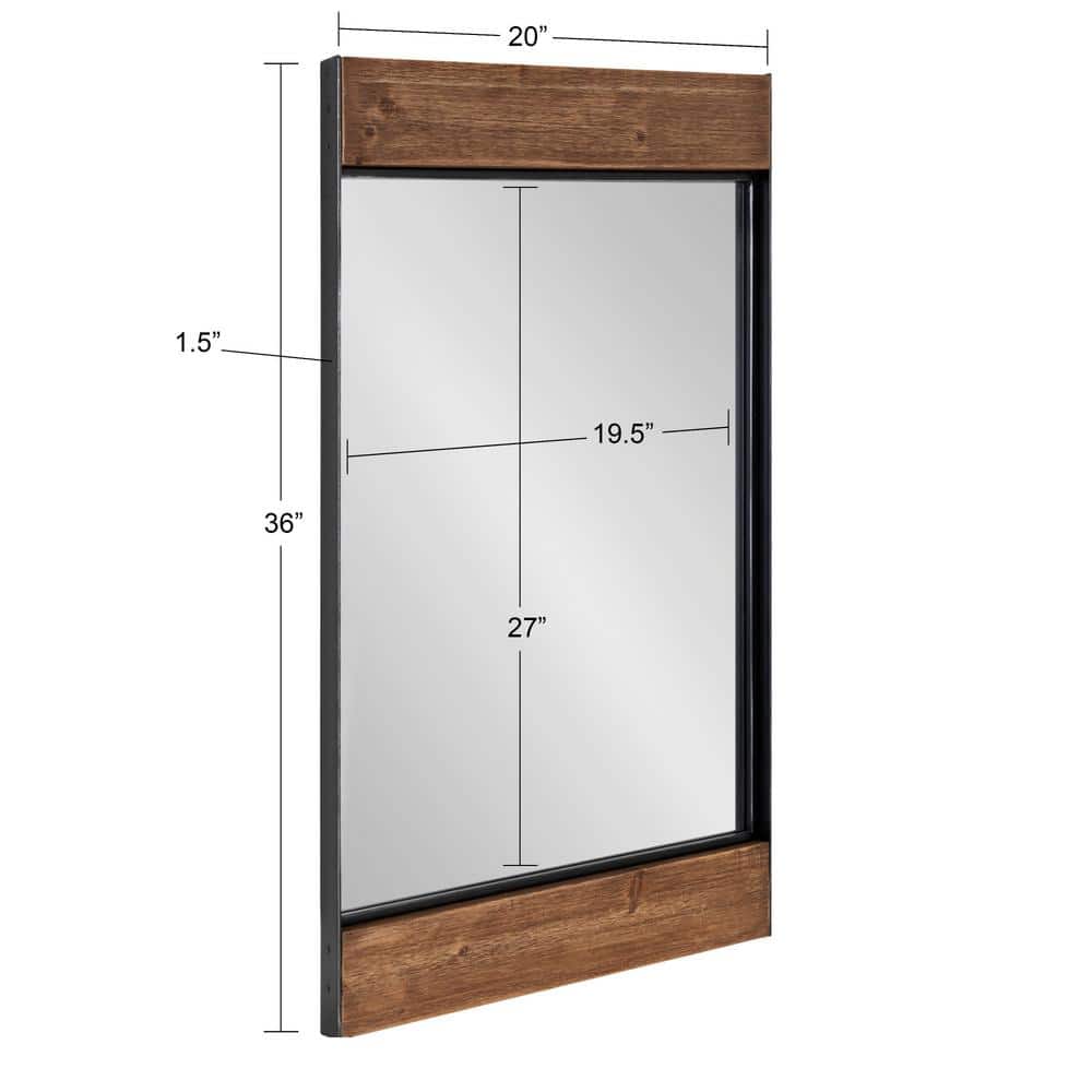 Rustic Brown and Black Rectangular Wood Wall Mirror