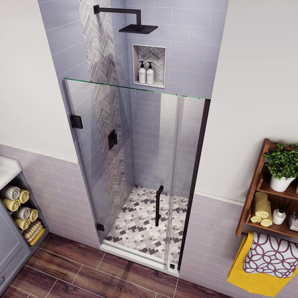 Belmore 36 x 72 Matte Black Frameless Hinged Shower Door