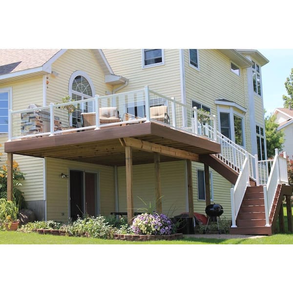 6 ft. x 36 in. Bronze Aluminum Frame Glass Baluster Railing Kit