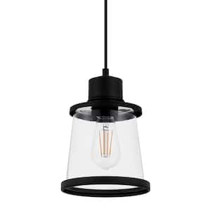 Rigby 1-Light Matte Black Mini Pendant, Farmhouse Hanging Light, Kitchen Pendant Lighting