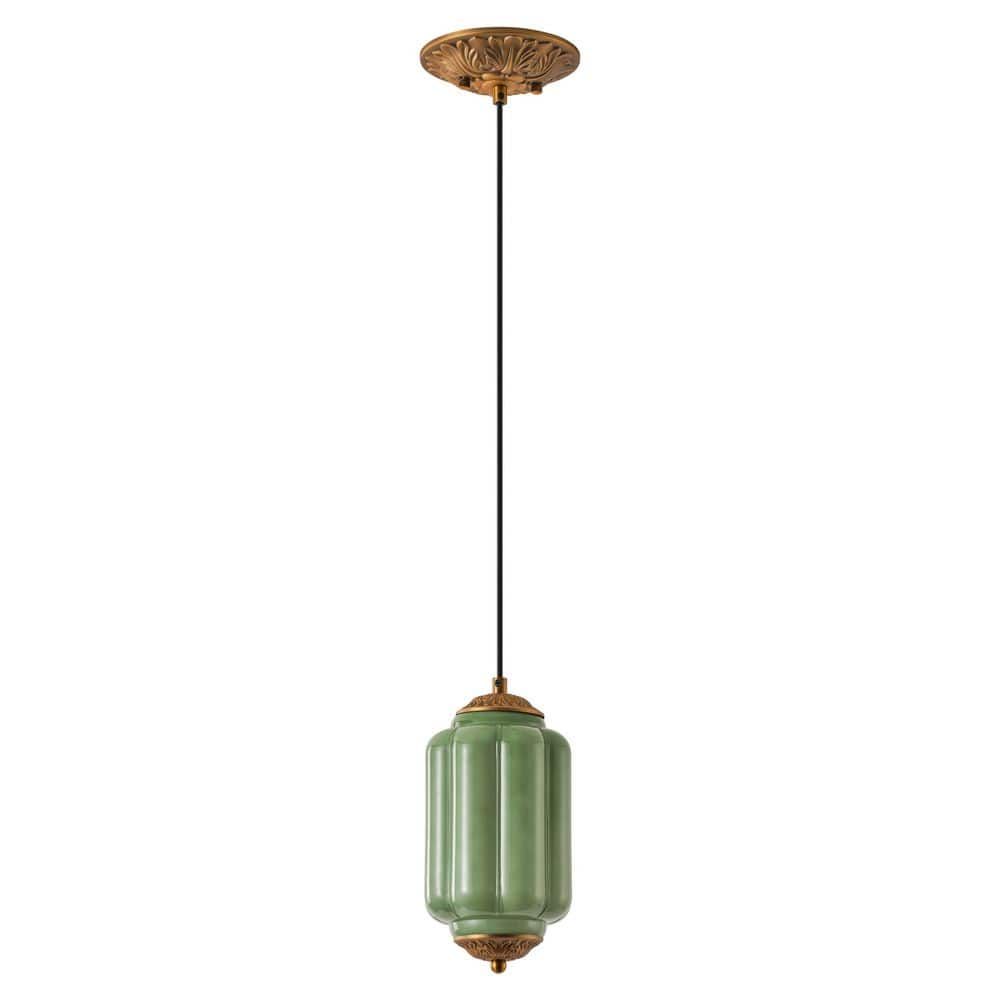 Farmhouse Brass Mini Pendant Light with Green Glass for Kitchen Island Dining Entryway Vintage Hanging Light Fixture price history on PriceWatchPro
