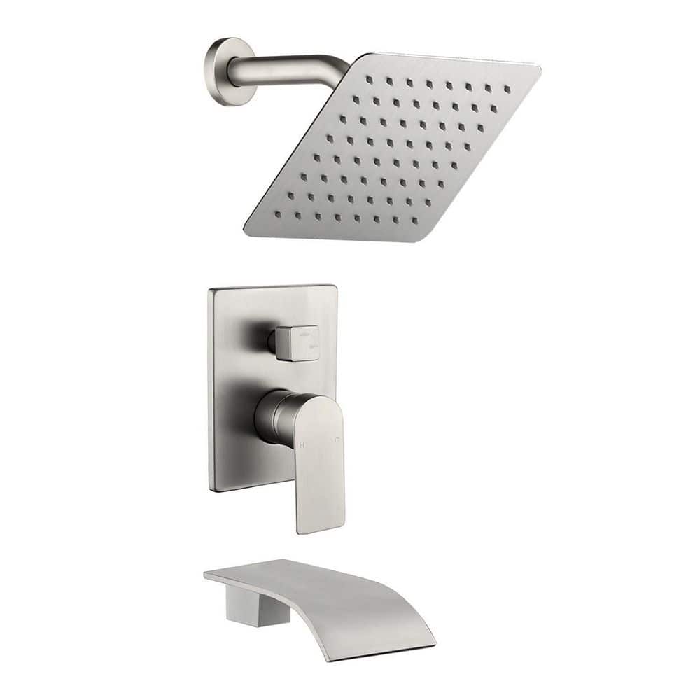 Single-Handle 1-Spray Tub and Shower Faucet with 8 in. Square Fixed Shower 