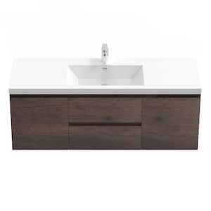 Newport 58.7 in. W x 19.5 in. D x 20.5 in. H Single Sink Bath Vanity in Rose Wood with White Resin Top