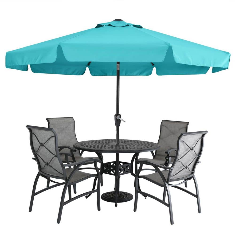 10 ft. Aluminum Patio Umbrella for Outdoor Table Market in Turquoise-9 Ribs