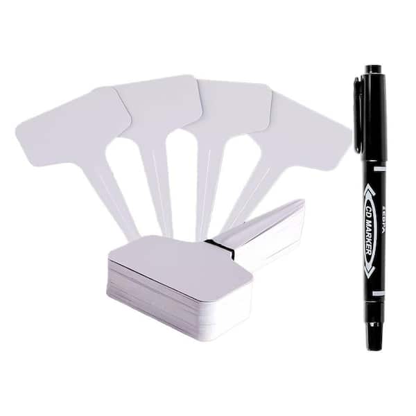 200-Pieces 4 in. T-Type White PVC Plant Tags with Permanent Marker
