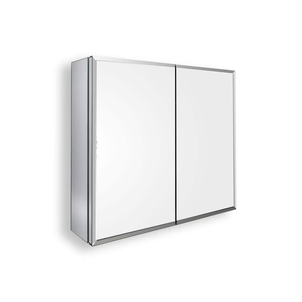 30 in. W x 26 in. H Silver Rectangular Aluminum Recessed or Surface Mount M