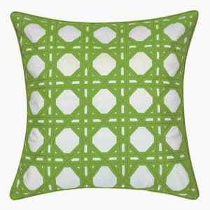 Indoor and Outdoor Rattan Geometric 20 in. x 20 in. Decorative Pillow