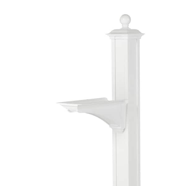 Whitehall Products Balmoral White Deluxe Post and Bracket with Finial