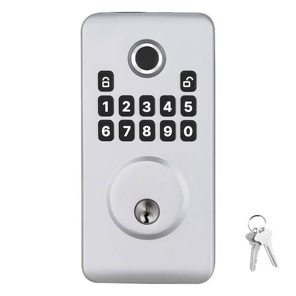 Fingerprint Door Lock, Silver, Electronic Biometric Deadbolt with Pioneering Easy-Grip Design, Auto Locking