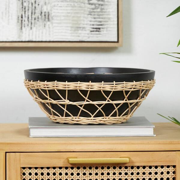 Classic Black Design Plastic Bowls - Gold Rim 10 Ct.