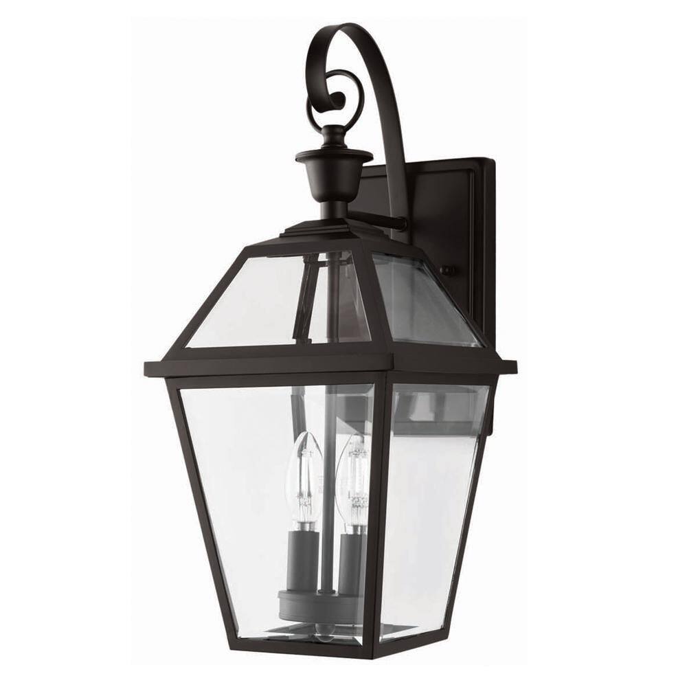 Glenneyre 20.25 in. 2-Light Espresso Bronze Hardwired Outdoor Wall Light Lantern Sconce with Clear Glass (1-Pack) price history on PriceWatchPro