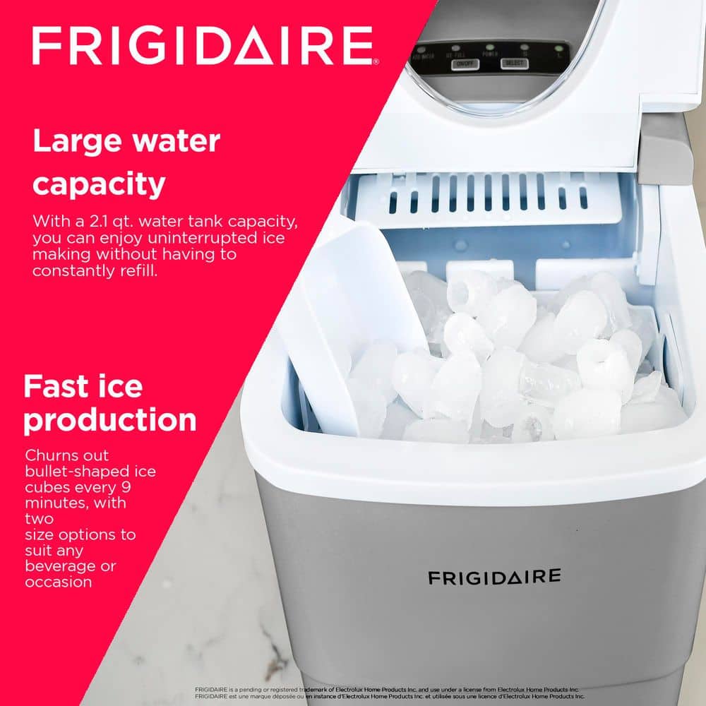 Silver Compact Countertop Portable Ice Maker with 26 lbs Capacity