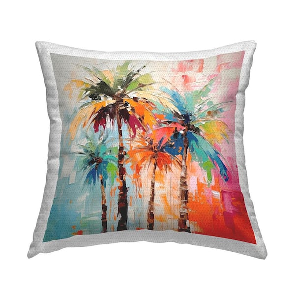 Stupell Industries Abstract Hued Palms Multi-Color Square Outdoor Throw Pillow