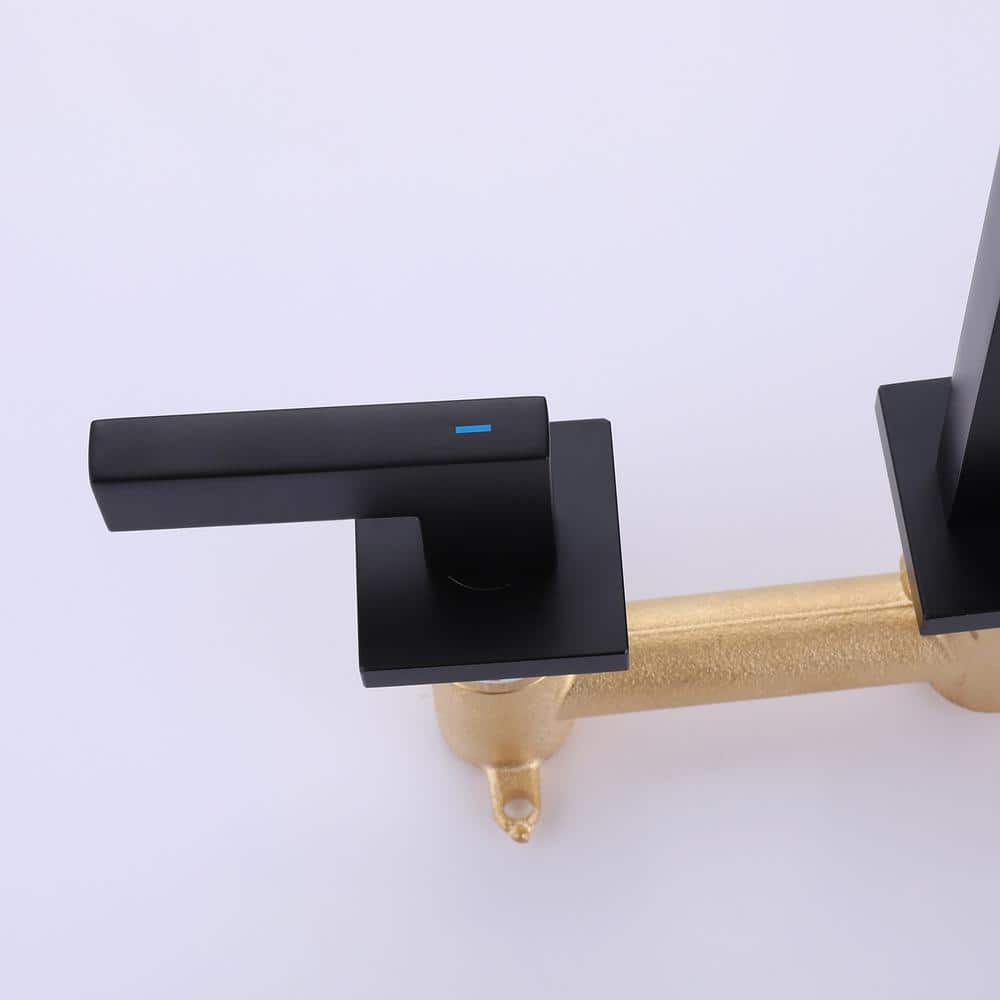 Matte Black Two-Handle Wall-Mount Bathroom Faucet