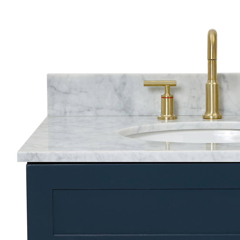 Midnight Blue 31" Freestanding Vanity with Carrara Marble Top