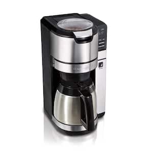 10-Cup Black and Stainless Steel Drip Coffee Maker with Auto-Rising Coffee Grinder