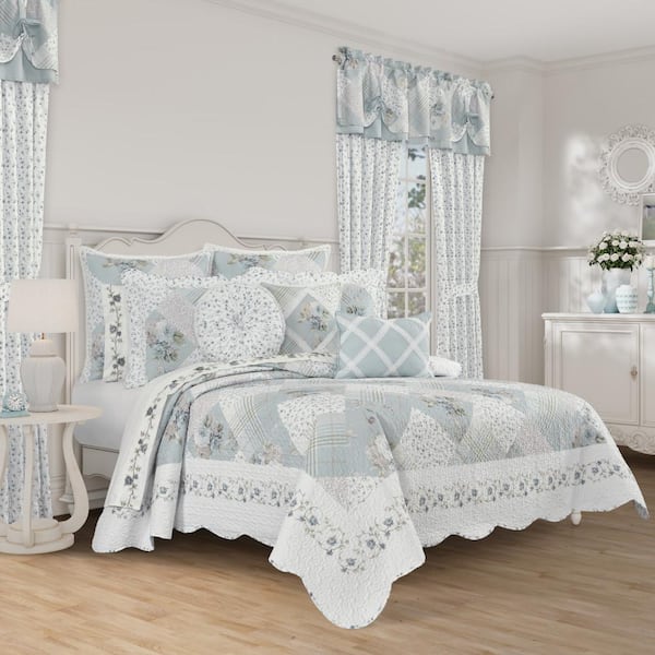 Unbranded Bungalow 3-Pieces Spa Polyester Full/Queen Quilt Set
