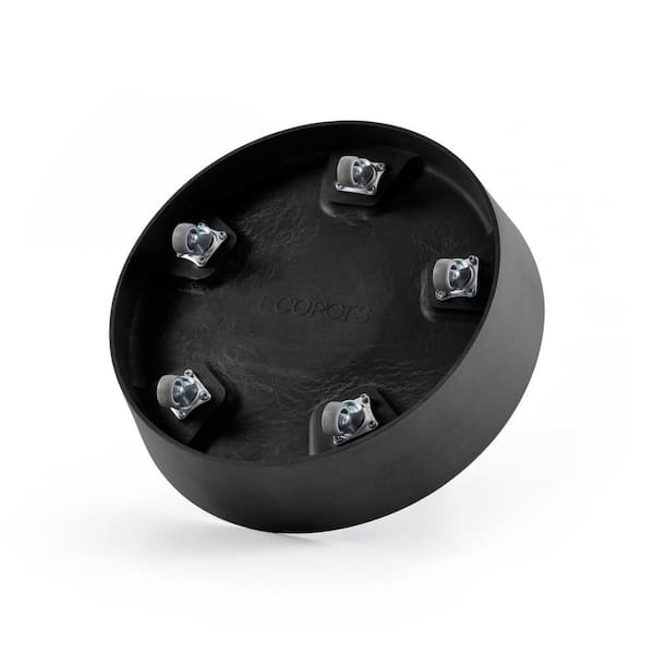 O ECOPOTS BY TPC Dark Grey Premium Sustainable Saucer with Wheels for 16 in. Planters