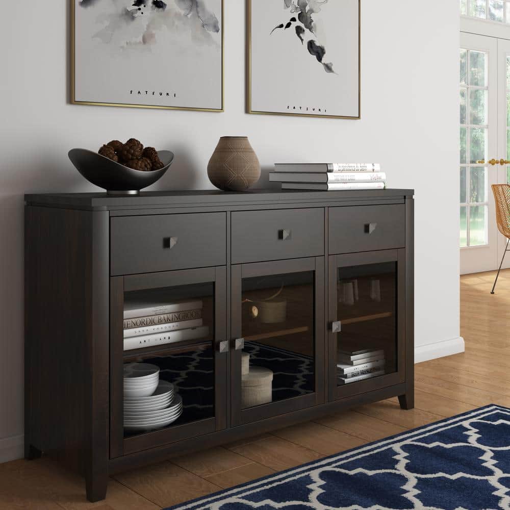 Cosmopolitan Mahogany Solid Wood 54" Wide Contemporary Sideboard Buffet
