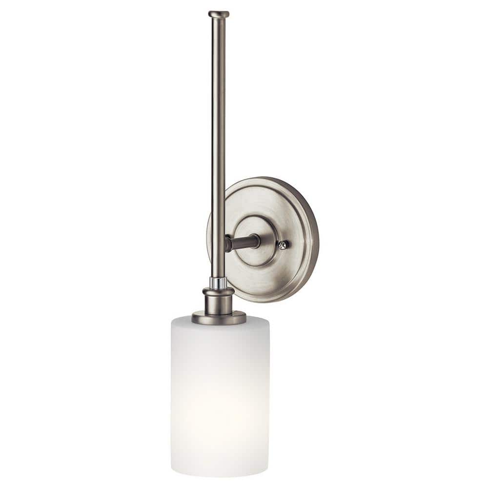 Transitional Nickel Wall Sconce with Cream Cylinder Shade