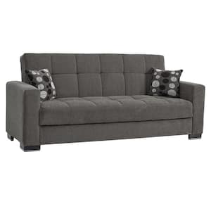 Basics Collection Convertible 87 in. Dark Gray Chenille 3-Seater Twin Sleeper Sofa Bed with Storage
