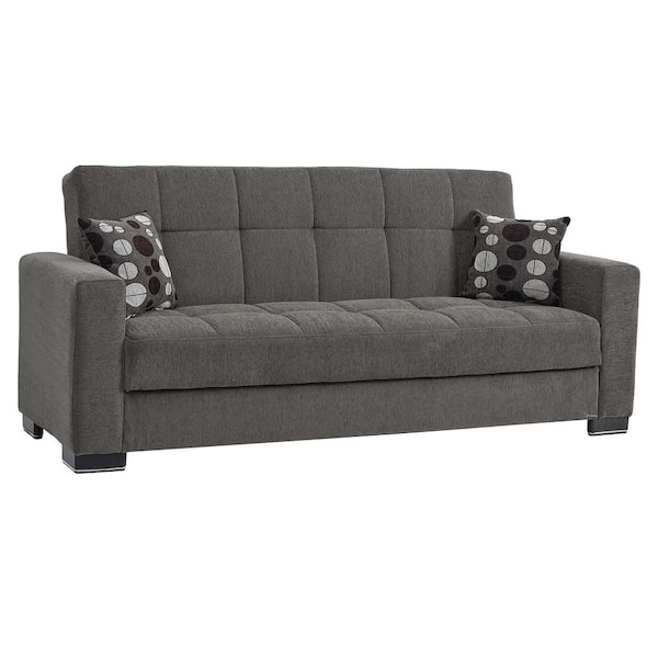 74 Deep Gray Full Sleeper Convertible Sofa with Storage & Pockets Sofa Bed