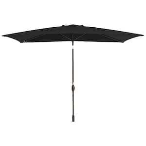 10 ft. x 6.5 ft. Black Outdoor Aluminum Patio Market Umbrella Rectangular Crank Weather Resistant Waterproof