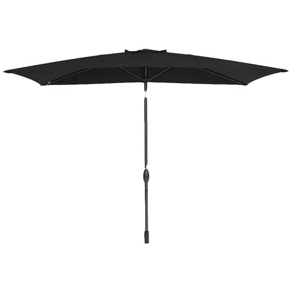 Unbranded 10 ft. x 6.5 ft. Outdoor Market Tilt Patio Umbrella in Black with Crank