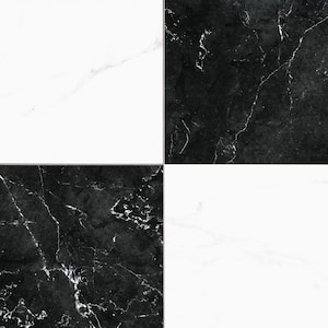 Nero Carrara Chextile 17 in. x 17 in. Matte Porcelain Checkered Floor and Wall Tile (14.07 sq. ft./Case)