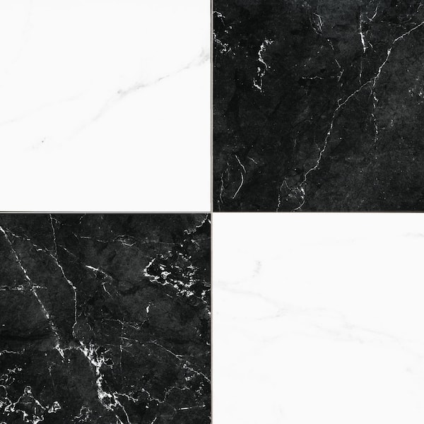 Nero Carrara Chextile 17 in. x 17 in. Matte Porcelain Checkered Floor and Wall Tile (14.07 sq. ft./Case)