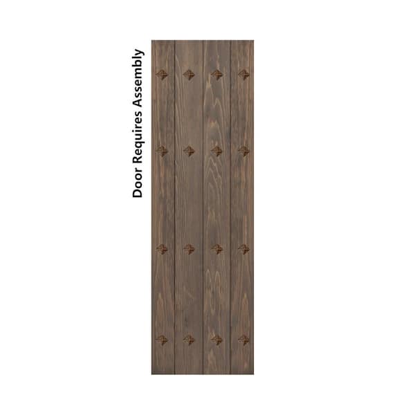 ISLIFE Mid-Century New Style 24 in. x 84 in. Smoky Gray DIY Solid Wood Sliding Barn Door Slab