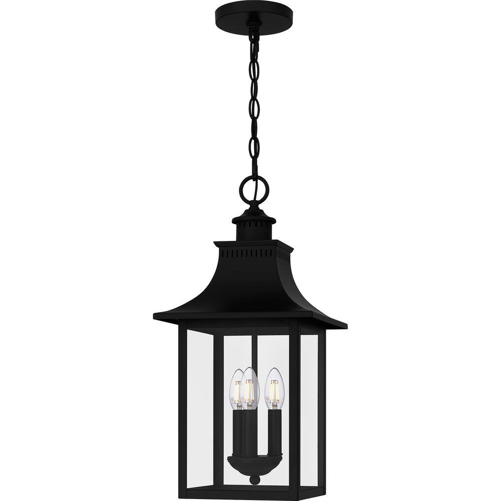 Quoizel Chancellor 20.75 in. 3-Light Mystic Black Outdoor Pendant Light ...