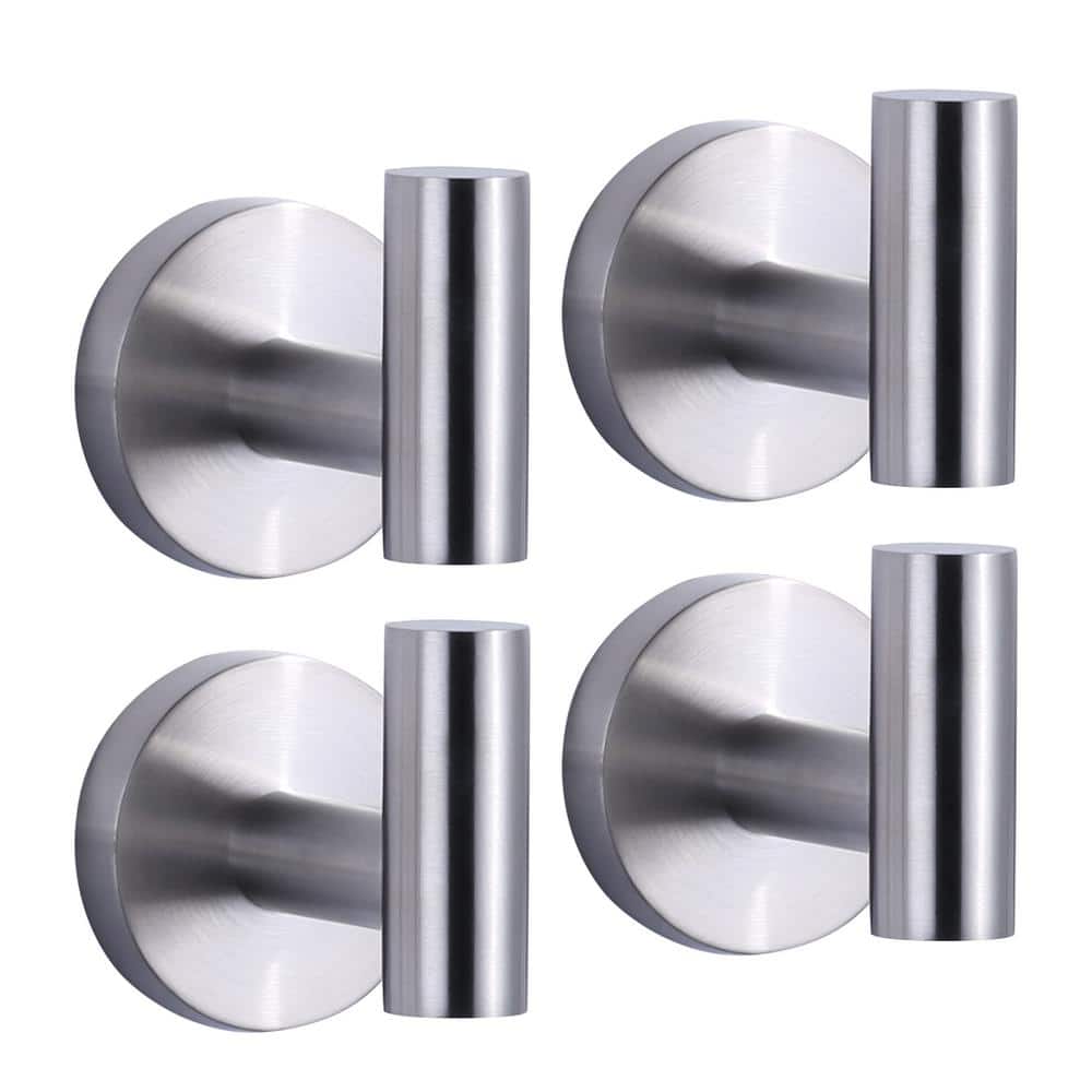 Brushed Nickel Wall Mounted J-Hook Towel Hooks (4-Pack)