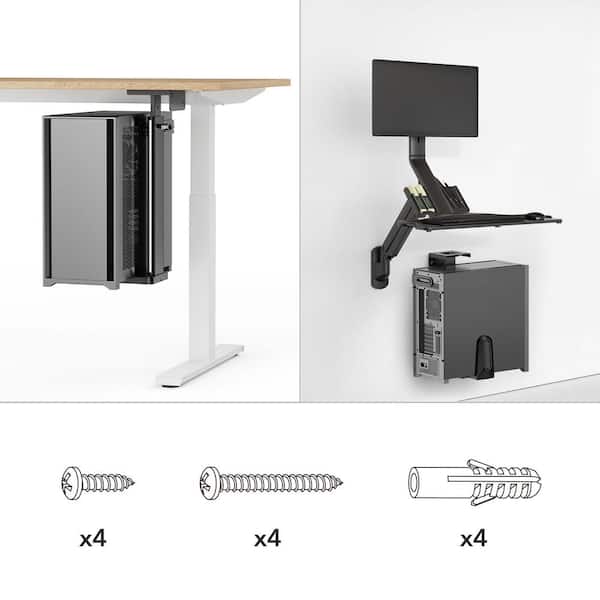 mount-it! 7.7 in. Heavy-Duty Under Desk/Wall Black CPU Mount MI
