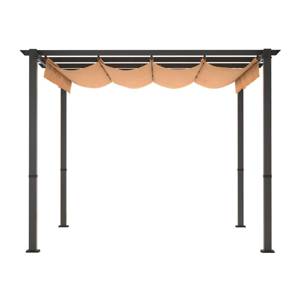 10 ft. W x 10 ft. L Aluminum Patio Pergola with Retractable Pergola ...