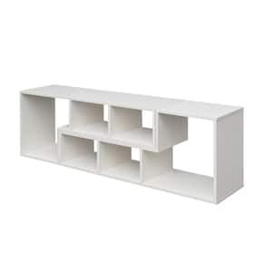 55 in. White Double L-Shaped TV Stand Display Shelf Bookcase for Home Furniture