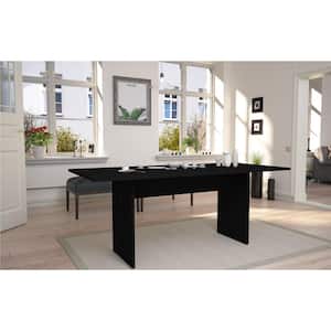 NoMad Modern Black Wood 67.91 in. Double Pedestal Dining Table Seats 6
