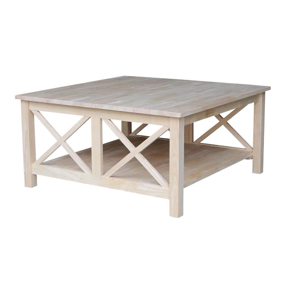 Hampton Square Unfinished Solid Parawood Coffee Table