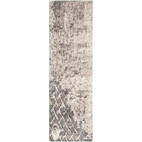 nuLOOM Colette Distressed Trellis Gray 2 ft. x 6 ft. Runner Rug