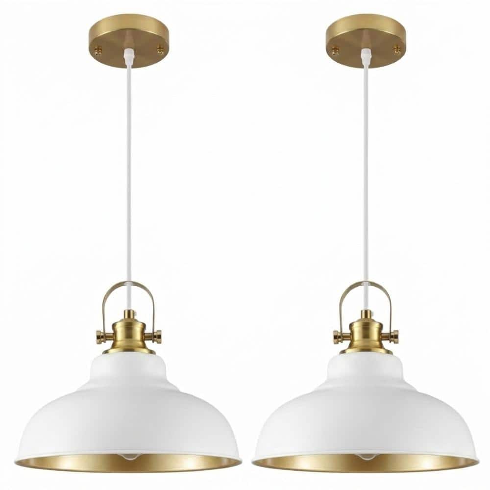 11.41 in. 2-Light White and Gold Dome Standard Light Bulb Fixture Dimmable Outdoor Pendant Light price history on PriceWatchPro