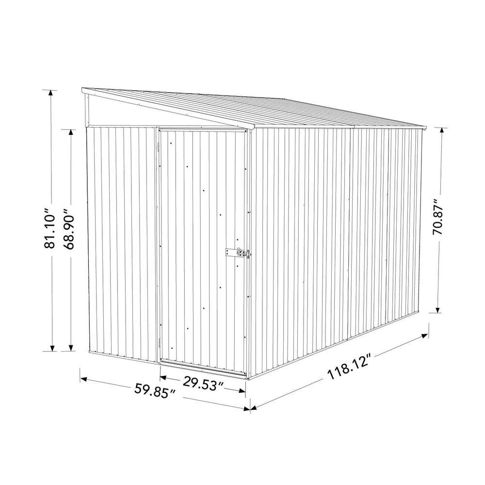 Durango 5' x 10' Gray Metal Bike Shed Kit