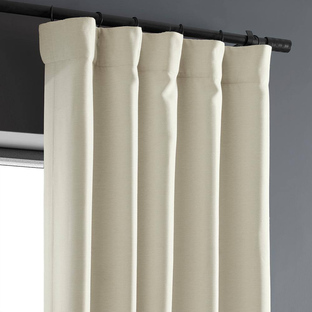 Puddle Length White Linen Blackout Drape Panel