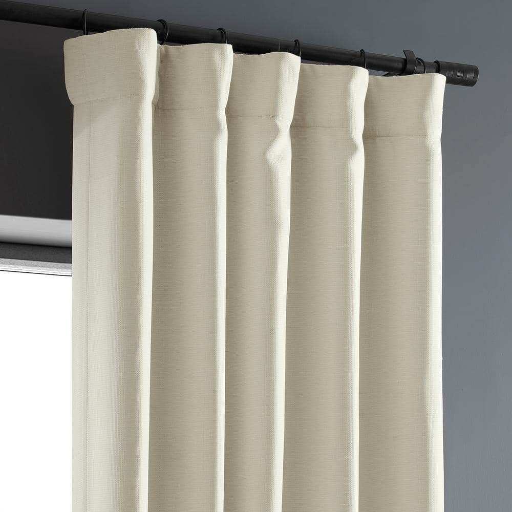 White Puddle Length Blackout Linen-Polyester Window Panel