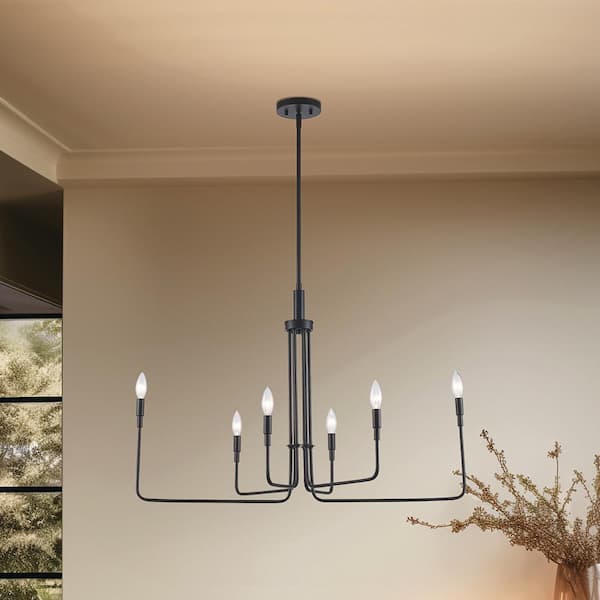 6-Light Black Candle Chandelier Light Fixture