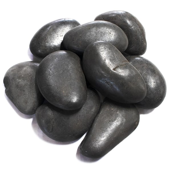 Geobunga 0.50 cu ft. 1 in. x 2 in. 40 lbs. Polished Black River Rock