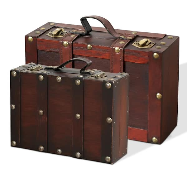 Vintiquewise Wooden Vintage Luggage Trunks - Antique Carry on