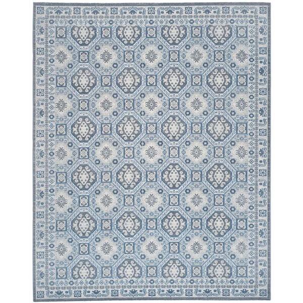 SAFAVIEH Artisan Silver/Blue 8 ft. x 10 ft. Border Geometric Area Rug