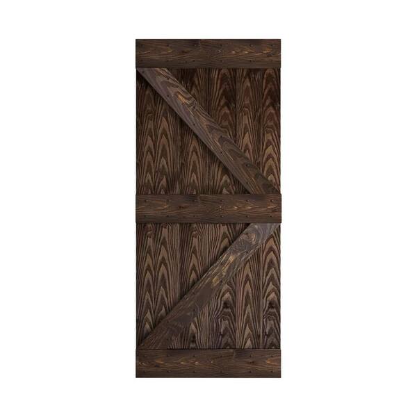 COAST SEQUOIA INC Coast Sequoia Embossing K Series 36 in. x 84 in. Kona Coffee Knotty Wood Sliding Door Slab