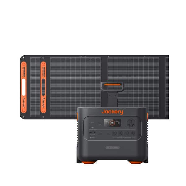 3000W Output/6000W Peak Solar Generator 2000 Plus, Expandable Push Button Start Battery LiFePO4 w/Two 200W Solar Panels